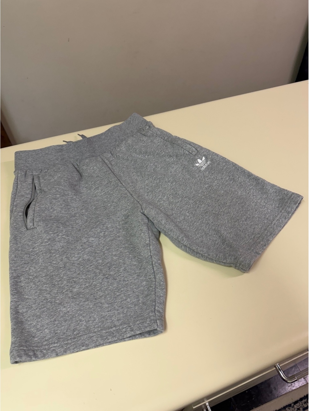 Adidas Boys Gray Sweat Shorts with Pockets